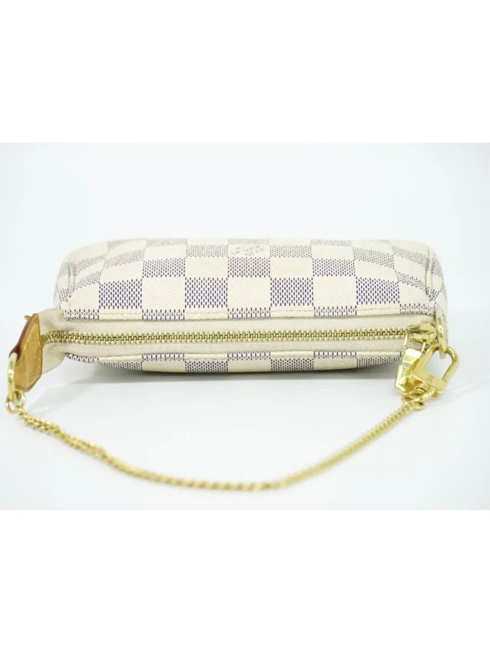 Louis Vuitton LV Mini Pochette Accessoires Damier Azur Handbag Pouch White Gray